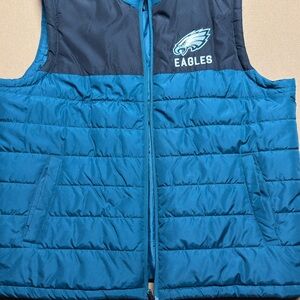 Philadelphia Eagles Puffer Vest Men’s size XL- Teal & Black Insulated Zip Up